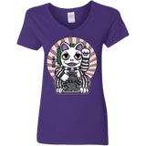 T-Shirts Purple / S Ghost Neko Women's V-Neck T-Shirt