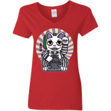 T-Shirts Red / S Ghost Neko Women's V-Neck T-Shirt