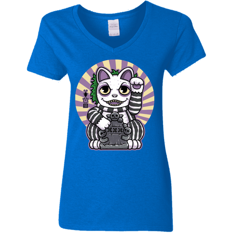 T-Shirts Royal / S Ghost Neko Women's V-Neck T-Shirt