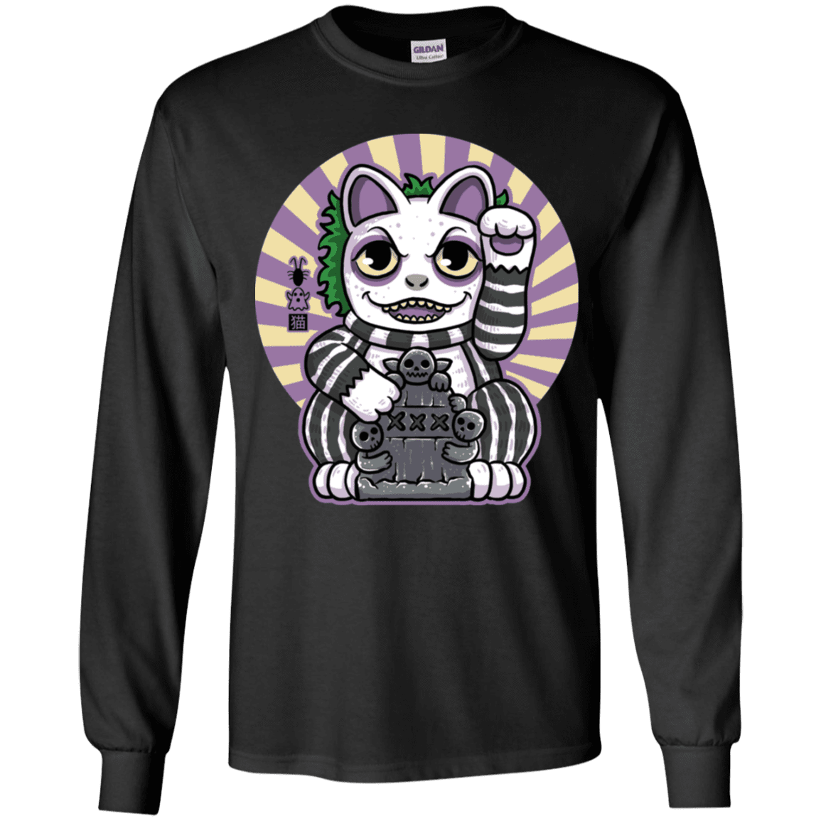 T-Shirts Black / YS Ghost Neko Youth Long Sleeve T-Shirt