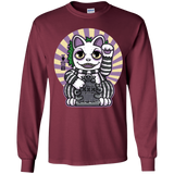 T-Shirts Maroon / YS Ghost Neko Youth Long Sleeve T-Shirt
