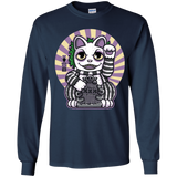 T-Shirts Navy / YS Ghost Neko Youth Long Sleeve T-Shirt
