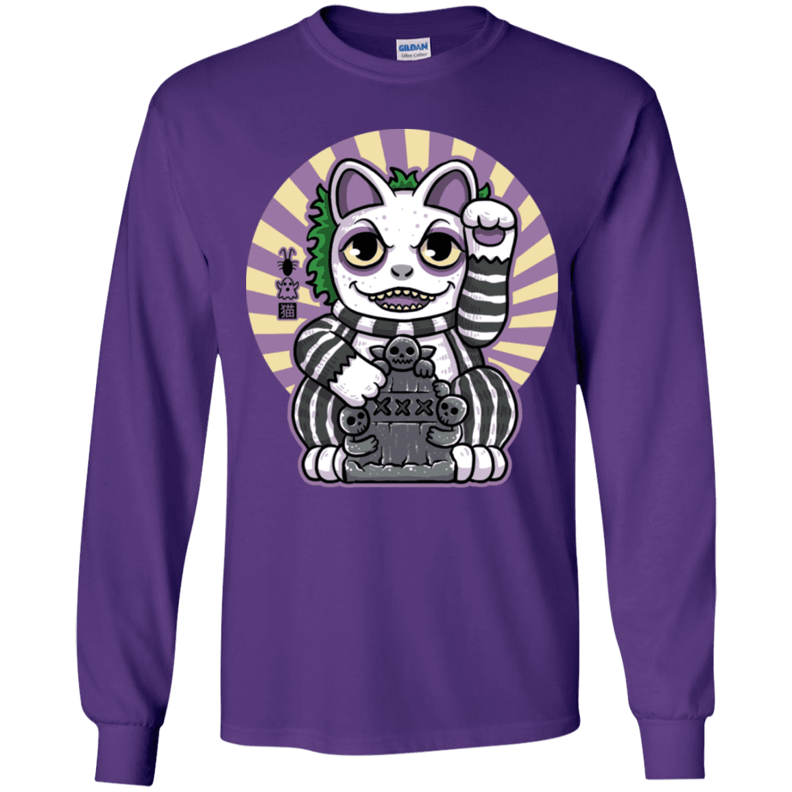 T-Shirts Purple / YS Ghost Neko Youth Long Sleeve T-Shirt