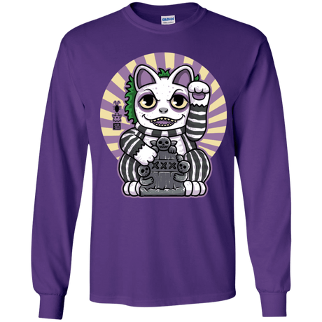 T-Shirts Purple / YS Ghost Neko Youth Long Sleeve T-Shirt