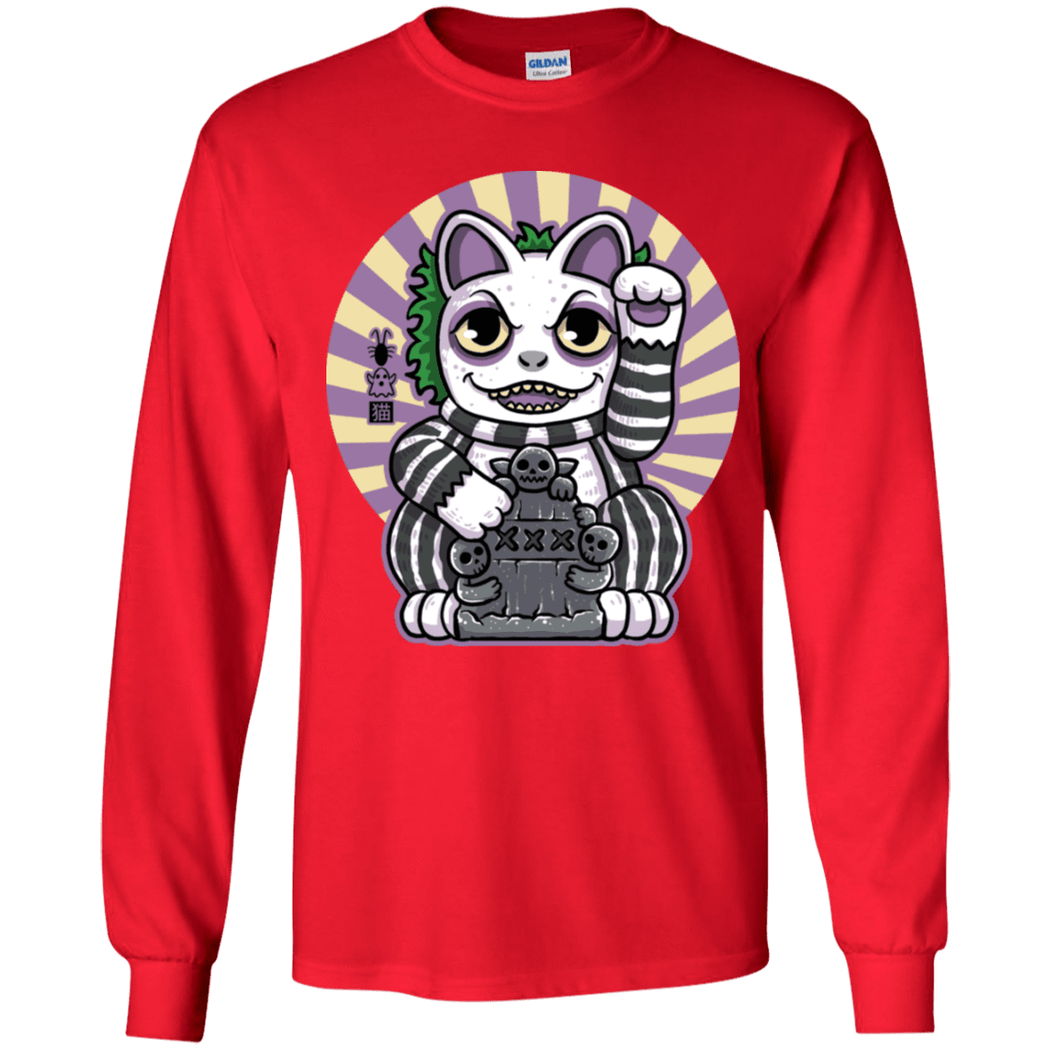T-Shirts Red / YS Ghost Neko Youth Long Sleeve T-Shirt