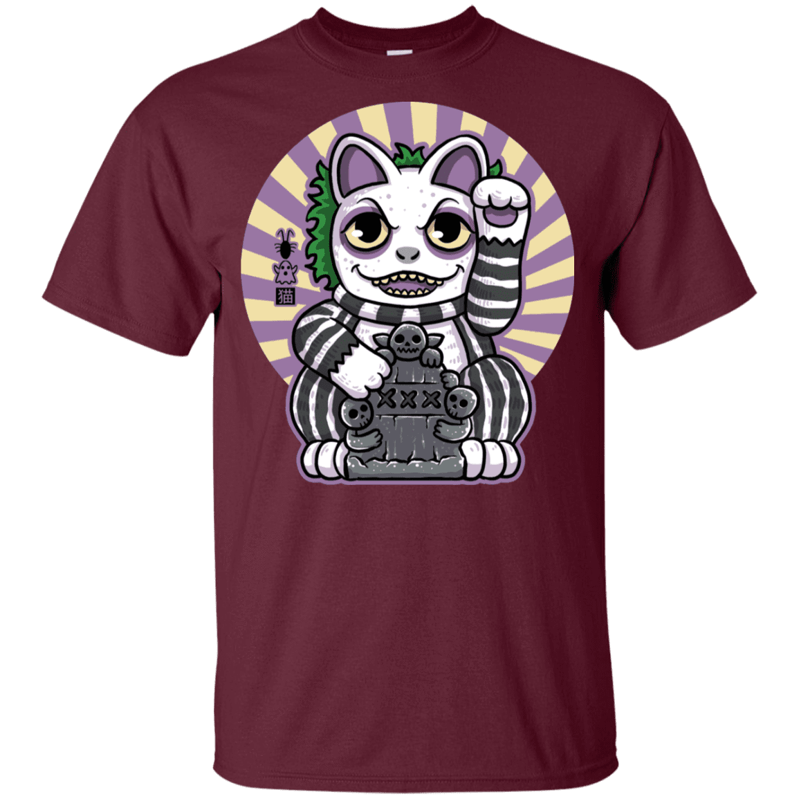 T-Shirts Maroon / YXS Ghost Neko Youth T-Shirt