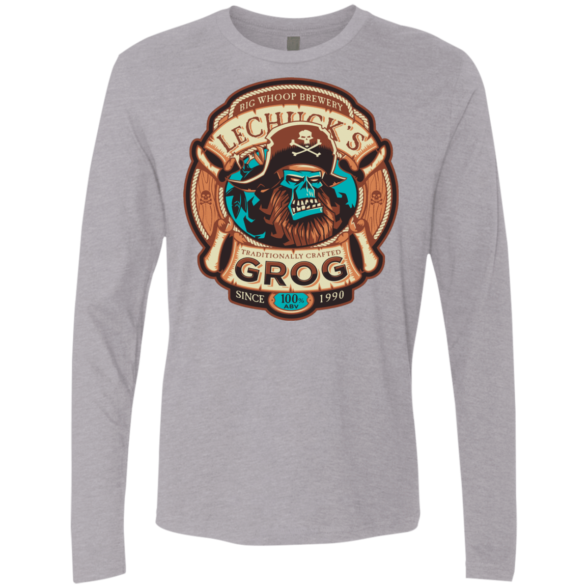 T-Shirts Heather Grey / Small Ghost Pirate Grog Nmns Men's Premium Long Sleeve
