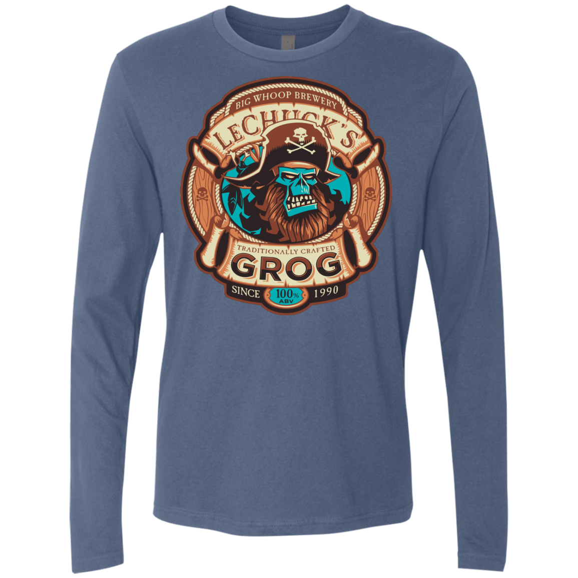 T-Shirts Indigo / Small Ghost Pirate Grog Nmns Men's Premium Long Sleeve