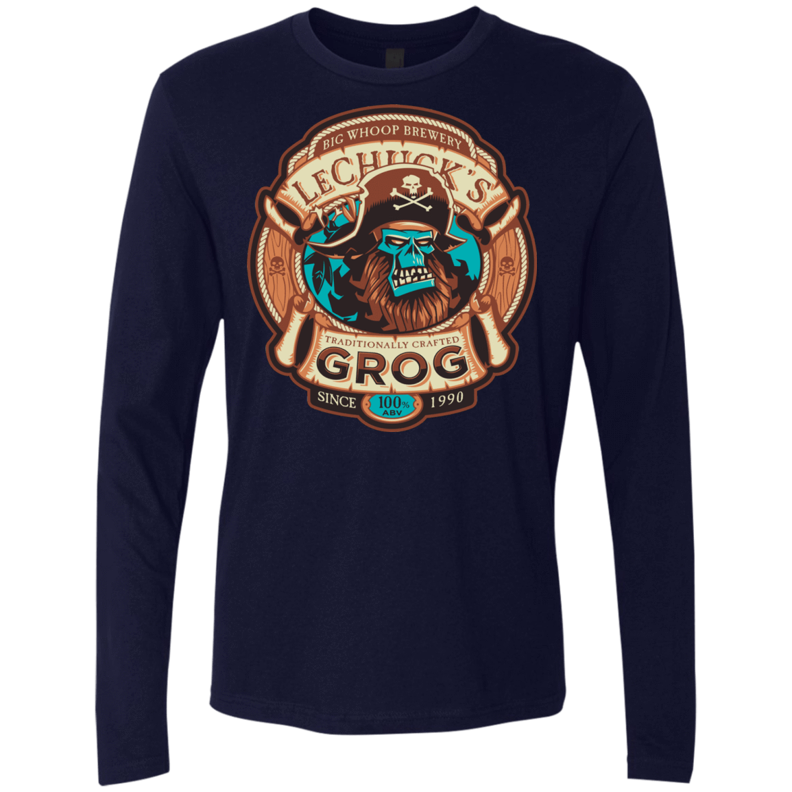 T-Shirts Midnight Navy / Small Ghost Pirate Grog Nmns Men's Premium Long Sleeve