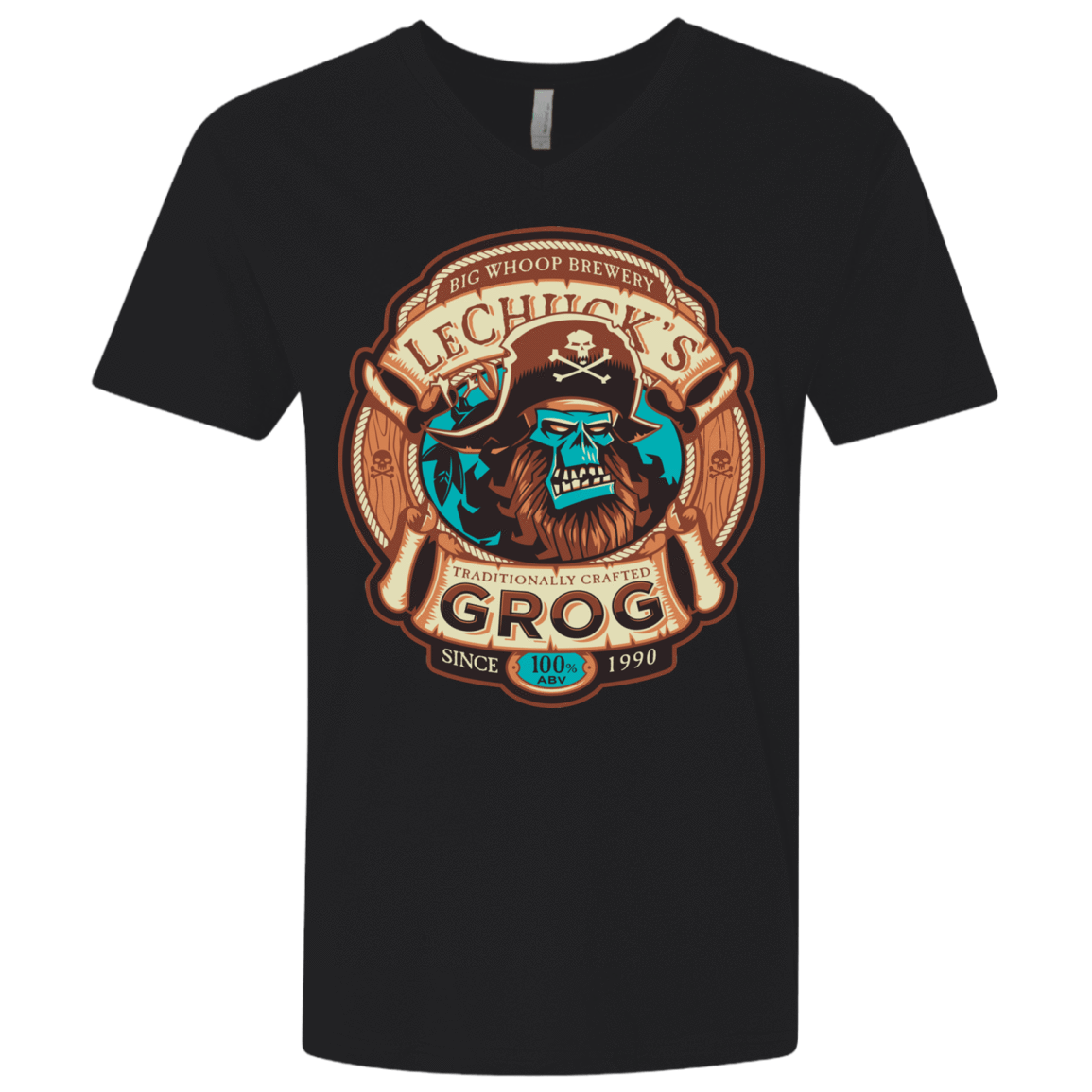 T-Shirts Black / X-Small Ghost Pirate Grog Nmns Men's Premium V-Neck