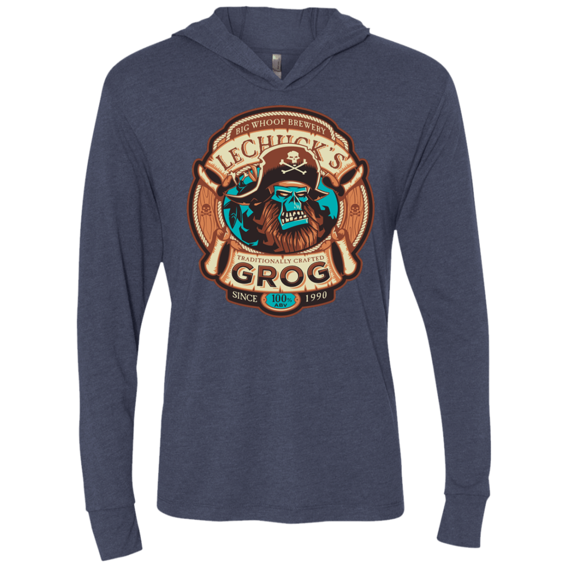 T-Shirts Vintage Navy / X-Small Ghost Pirate Grog Nmns Triblend Long Sleeve Hoodie Tee