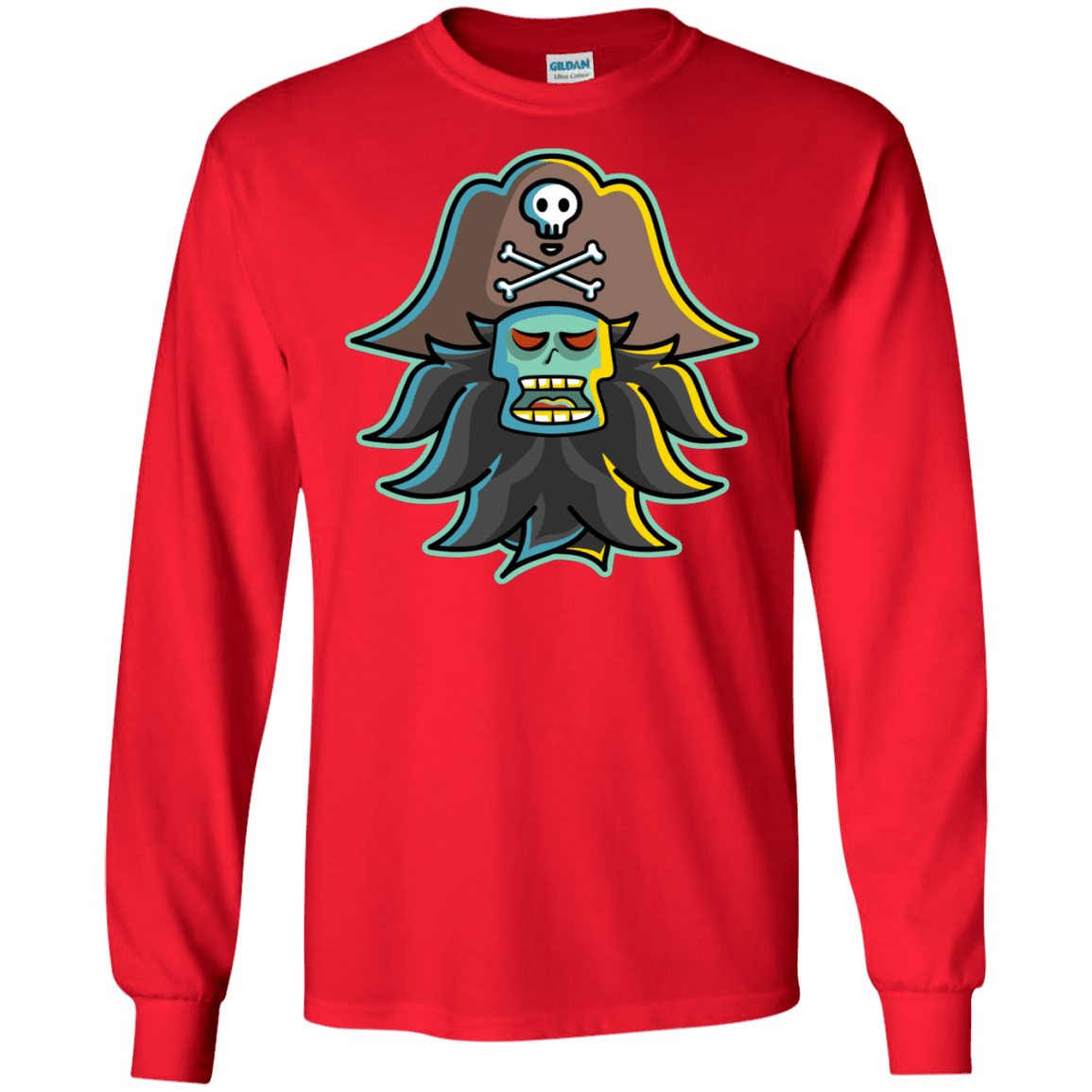 T-Shirts Red / S Ghost Pirate LeChuck Men's Long Sleeve T-Shirt