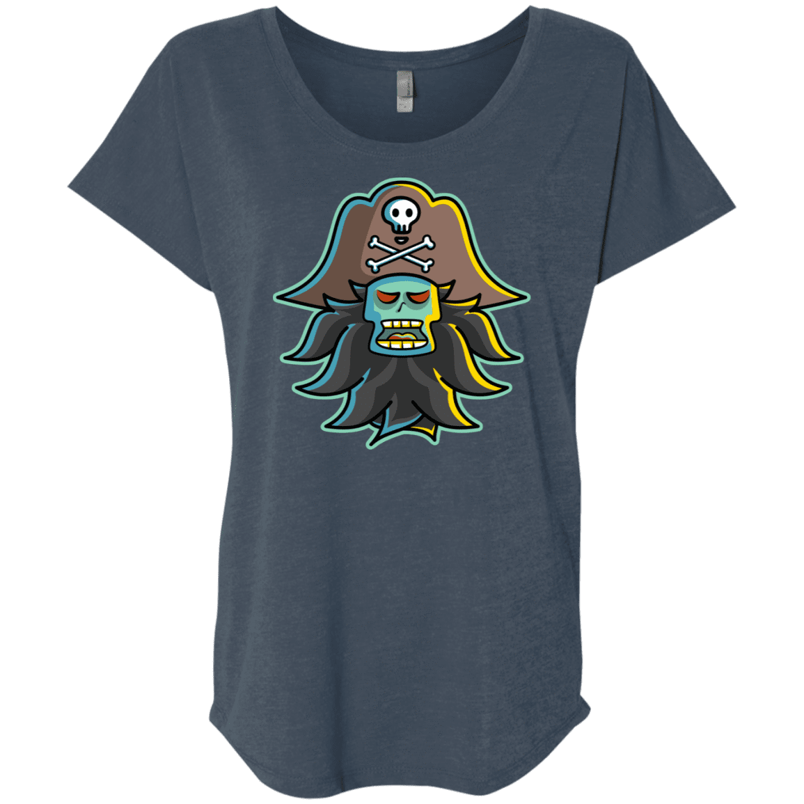 T-Shirts Indigo / X-Small Ghost Pirate LeChuck Triblend Dolman Sleeve