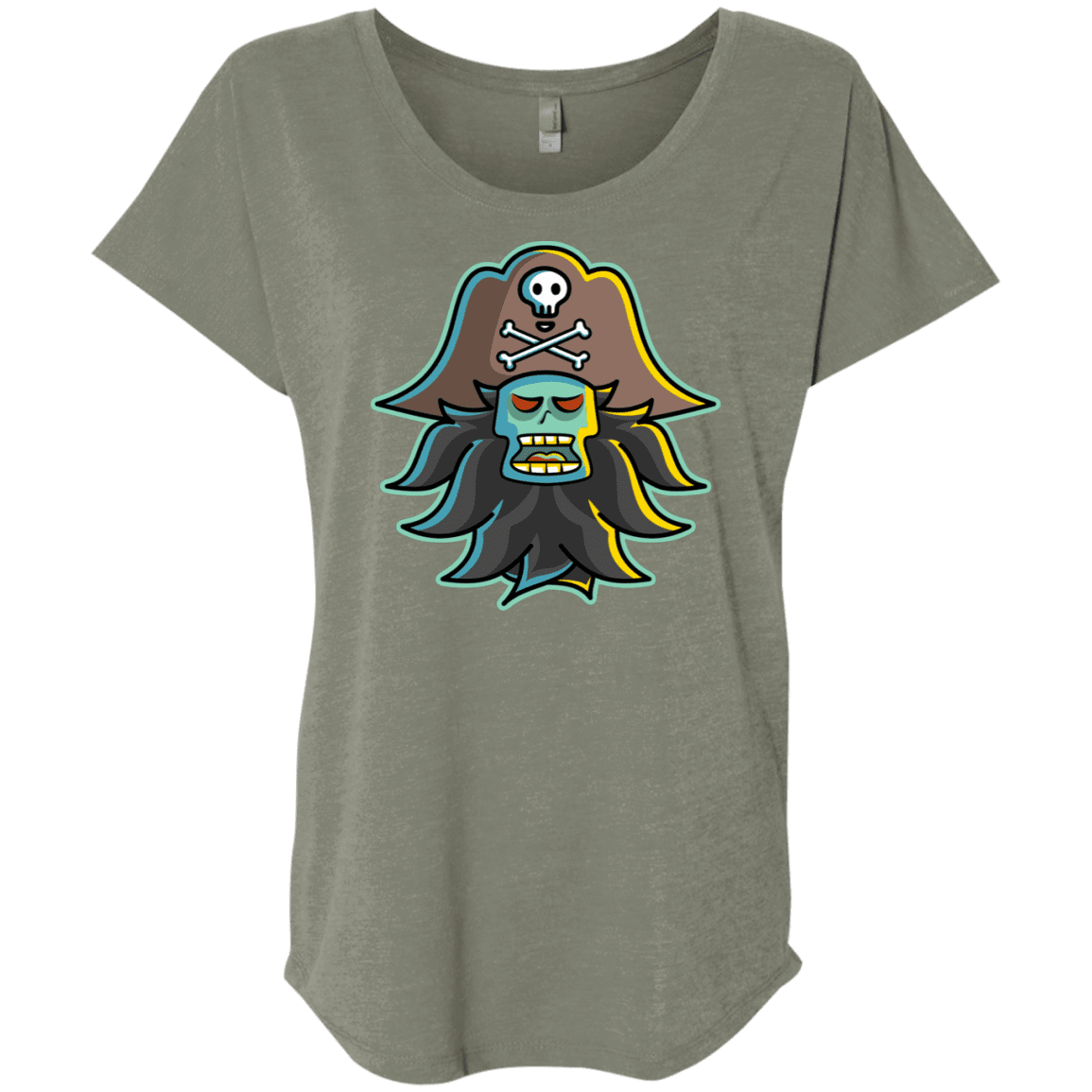 T-Shirts Venetian Grey / X-Small Ghost Pirate LeChuck Triblend Dolman Sleeve