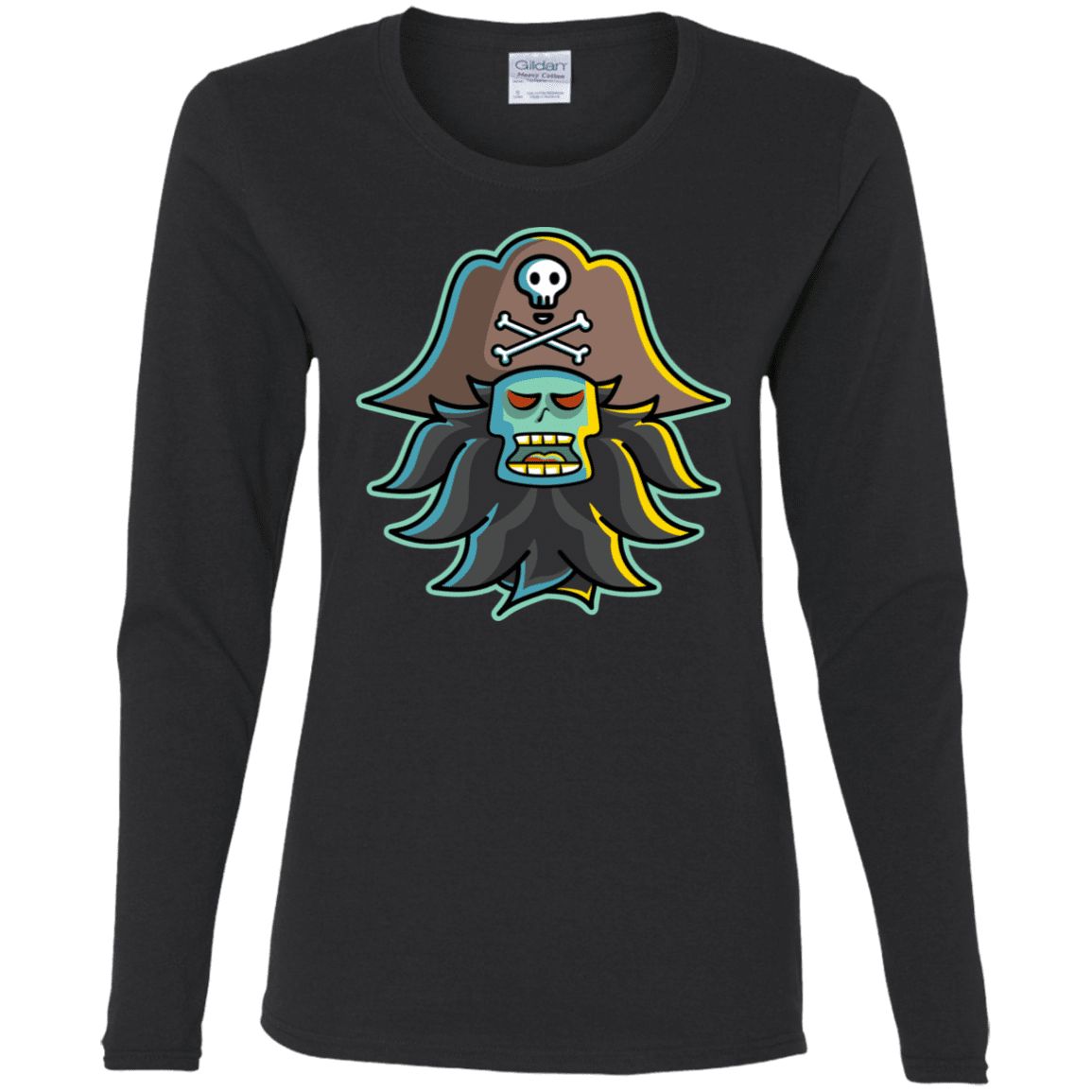 T-Shirts Black / S Ghost Pirate LeChuck Women's Long Sleeve T-Shirt