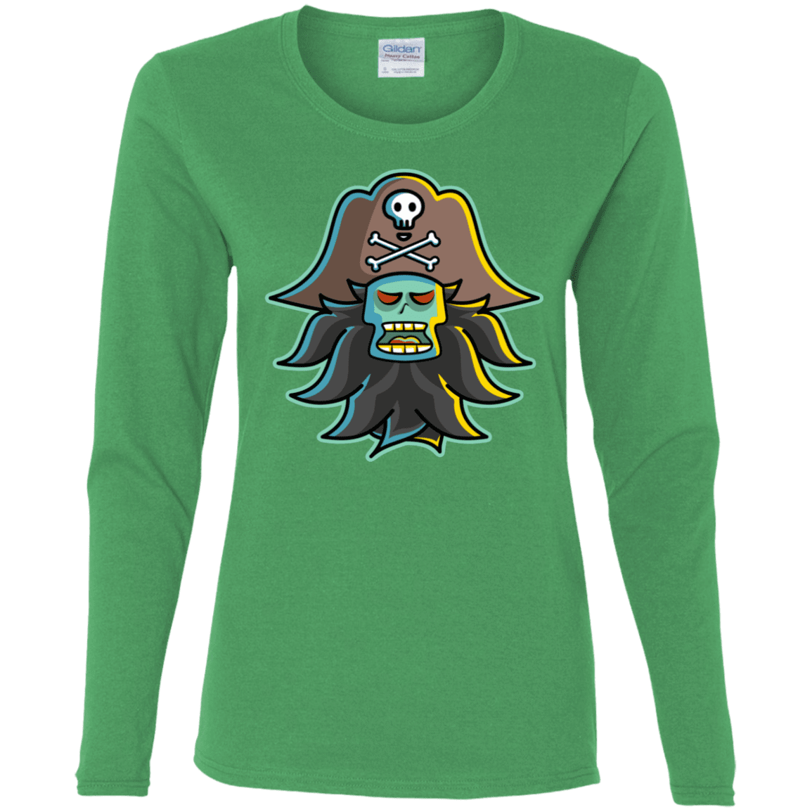 T-Shirts Irish Green / S Ghost Pirate LeChuck Women's Long Sleeve T-Shirt