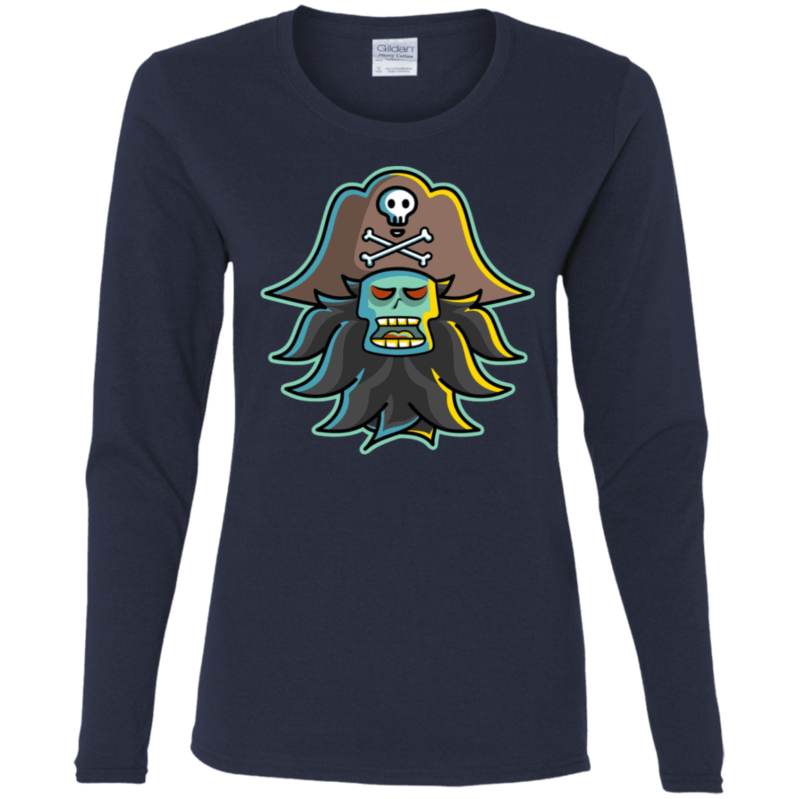 T-Shirts Navy / S Ghost Pirate LeChuck Women's Long Sleeve T-Shirt