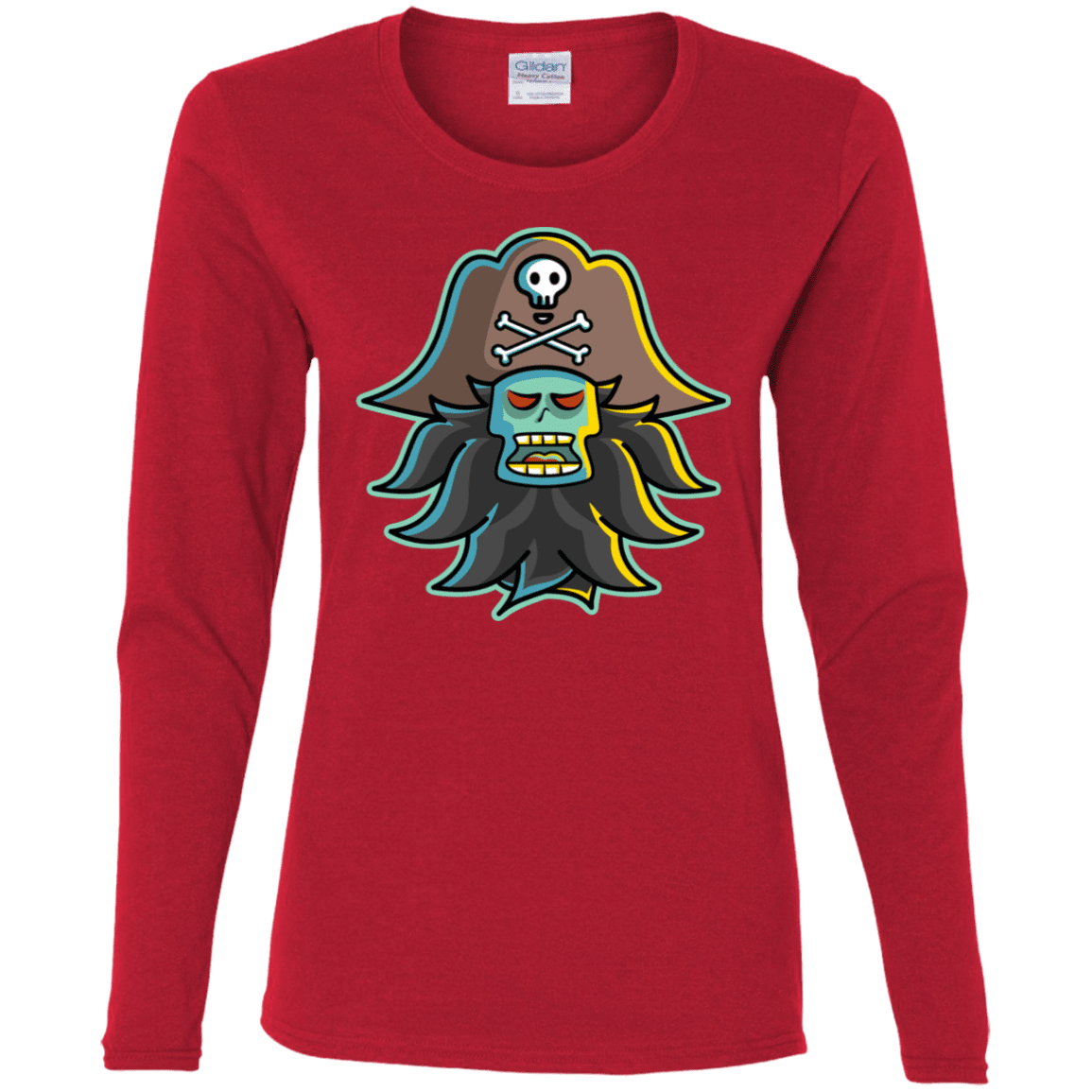 T-Shirts Red / S Ghost Pirate LeChuck Women's Long Sleeve T-Shirt