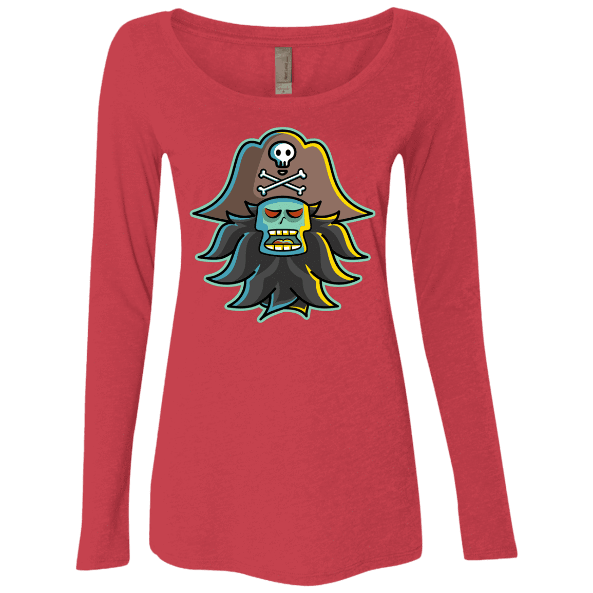 T-Shirts Vintage Red / S Ghost Pirate LeChuck Women's Triblend Long Sleeve Shirt