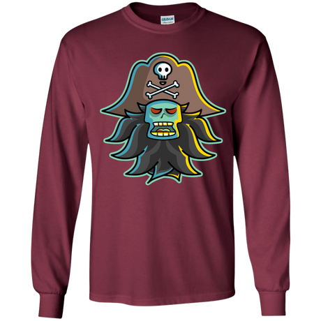 T-Shirts Maroon / YS Ghost Pirate LeChuck Youth Long Sleeve T-Shirt