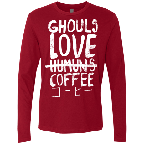 T-Shirts Cardinal / Small Ghouls Love Coffee Men's Premium Long Sleeve