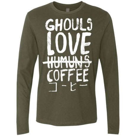 T-Shirts Military Green / Small Ghouls Love Coffee Men's Premium Long Sleeve