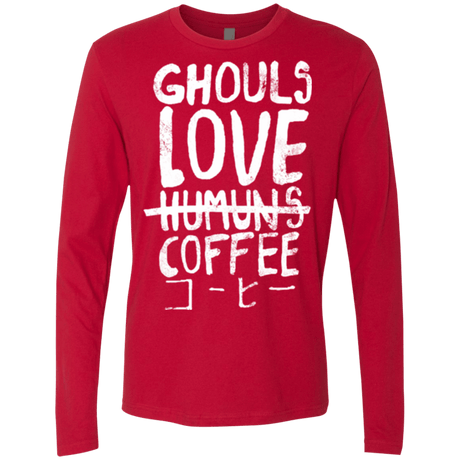 T-Shirts Red / Small Ghouls Love Coffee Men's Premium Long Sleeve