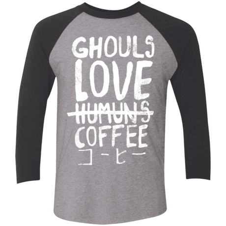 T-Shirts Premium Heather/ Vintage Black / X-Small Ghouls Love Coffee Men's Triblend 3/4 Sleeve