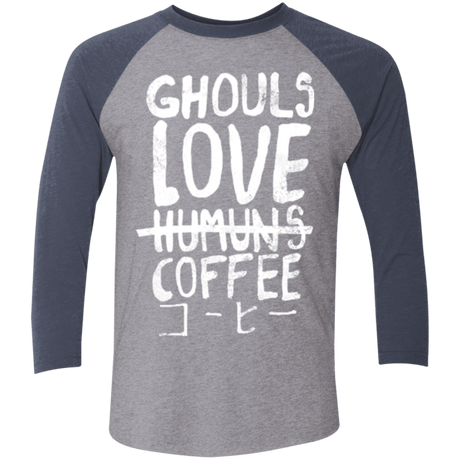 T-Shirts Premium Heather/ Vintage Navy / X-Small Ghouls Love Coffee Men's Triblend 3/4 Sleeve