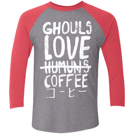 T-Shirts Premium Heather/ Vintage Red / X-Small Ghouls Love Coffee Men's Triblend 3/4 Sleeve