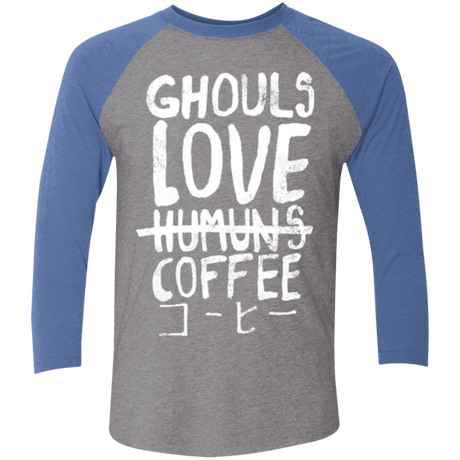 T-Shirts Premium Heather/ Vintage Royal / X-Small Ghouls Love Coffee Men's Triblend 3/4 Sleeve