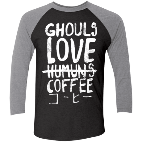 T-Shirts Vintage Black/Premium Heather / X-Small Ghouls Love Coffee Men's Triblend 3/4 Sleeve