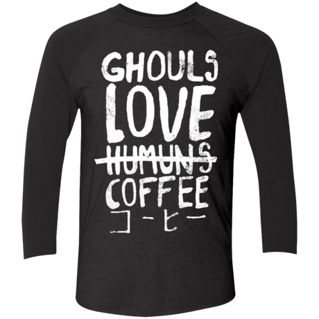 T-Shirts Vintage Black/Vintage Black / X-Small Ghouls Love Coffee Men's Triblend 3/4 Sleeve