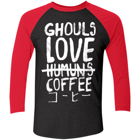 T-Shirts Vintage Black/Vintage Red / X-Small Ghouls Love Coffee Men's Triblend 3/4 Sleeve
