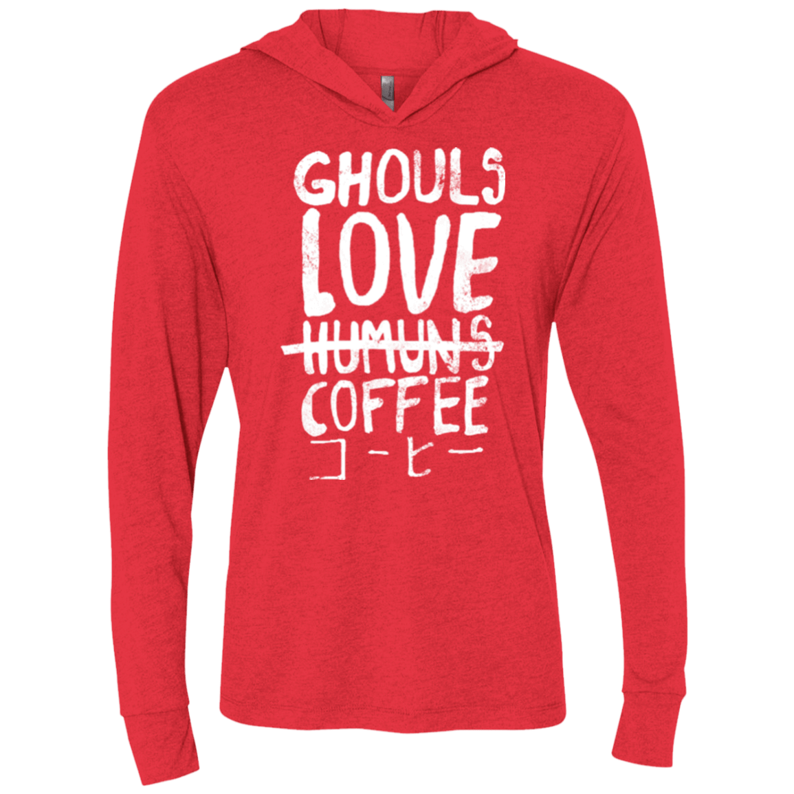 T-Shirts Vintage Red / X-Small Ghouls Love Coffee Triblend Long Sleeve Hoodie Tee