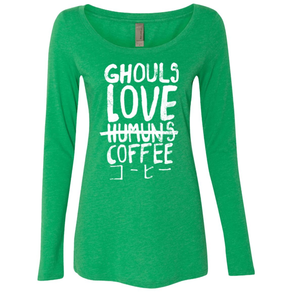 T-Shirts Envy / Small Ghouls Love Coffee Women's Triblend Long Sleeve Shirt