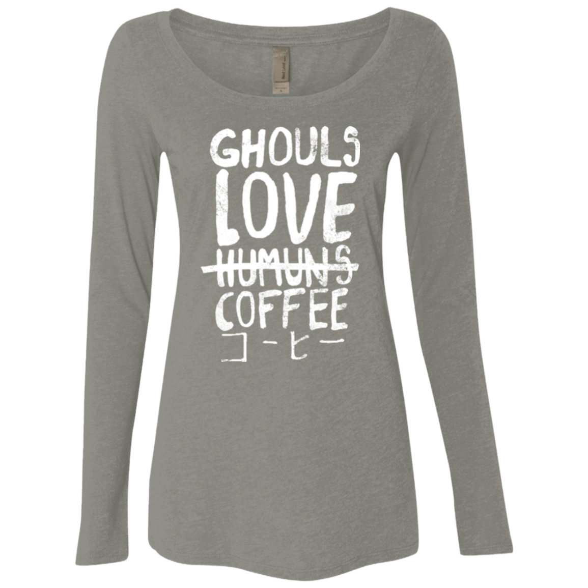 T-Shirts Venetian Grey / Small Ghouls Love Coffee Women's Triblend Long Sleeve Shirt