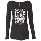T-Shirts Vintage Black / Small Ghouls Love Coffee Women's Triblend Long Sleeve Shirt