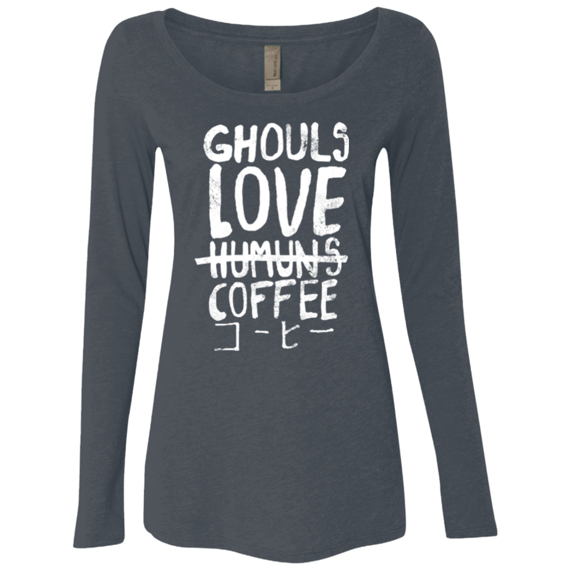 T-Shirts Vintage Navy / Small Ghouls Love Coffee Women's Triblend Long Sleeve Shirt