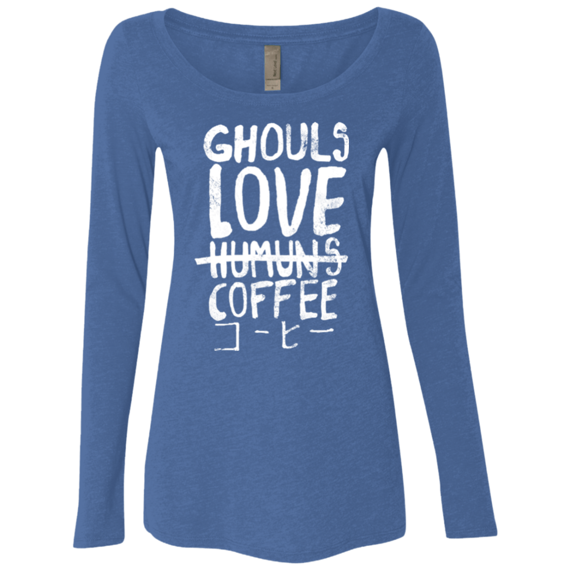 T-Shirts Vintage Royal / Small Ghouls Love Coffee Women's Triblend Long Sleeve Shirt