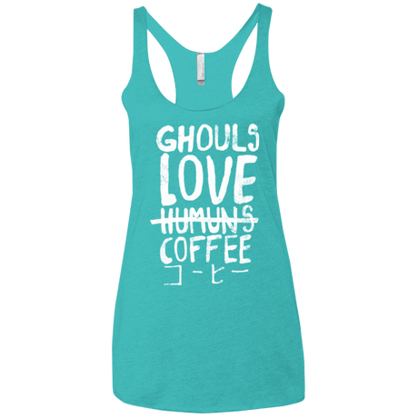 T-Shirts Tahiti Blue / X-Small Ghouls Love Coffee Women's Triblend Racerback Tank