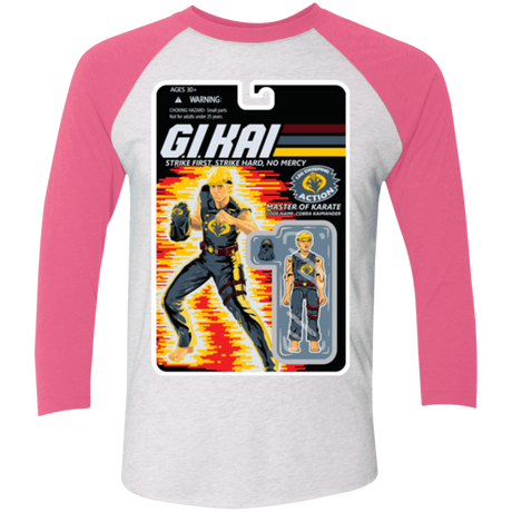 T-Shirts Heather White/Vintage Pink / X-Small GI KAI Men's Triblend 3/4 Sleeve