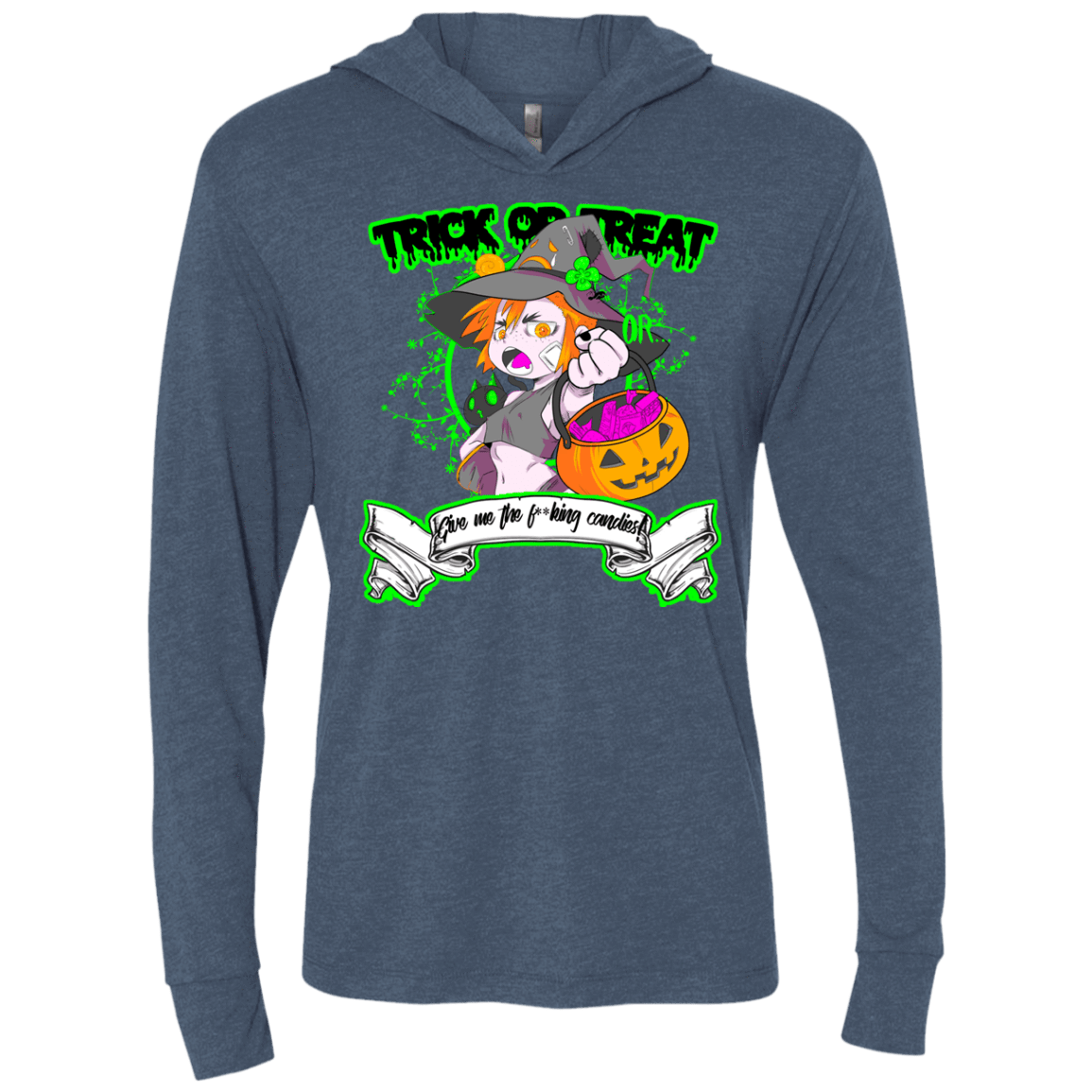 T-Shirts Indigo / X-Small Give me the Candies Triblend Long Sleeve Hoodie Tee