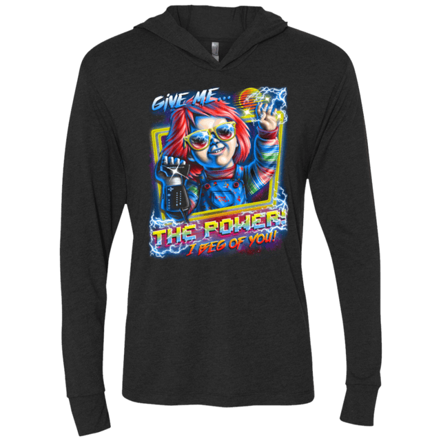 T-Shirts Vintage Black / X-Small Give me the Power Triblend Long Sleeve Hoodie Tee