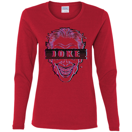 T-Shirts Red / S Glitch Joke Women's Long Sleeve T-Shirt