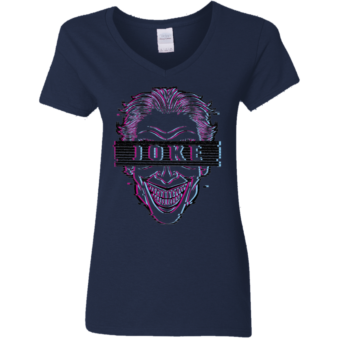 T-Shirts Navy / S Glitch Joke Women's V-Neck T-Shirt