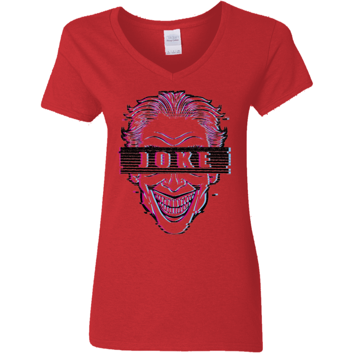 T-Shirts Red / S Glitch Joke Women's V-Neck T-Shirt