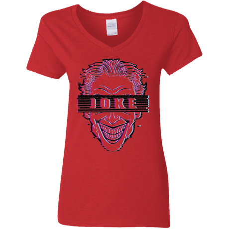 T-Shirts Red / S Glitch Joke Women's V-Neck T-Shirt