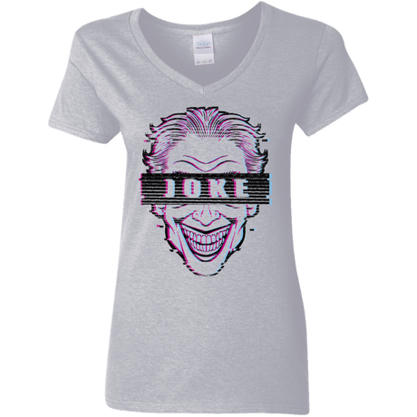 T-Shirts Sport Grey / S Glitch Joke Women's V-Neck T-Shirt