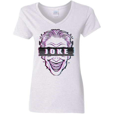 T-Shirts White / S Glitch Joke Women's V-Neck T-Shirt